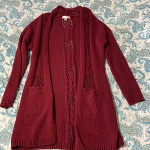 Burgundy knit cardigan